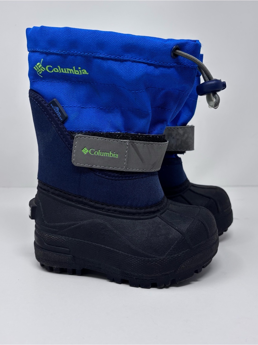 Columbia Powderbug Plus II Kids Snow Boots Size 7 Waterproof Blue Black Winter